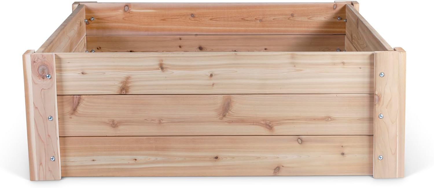 Infinite Cedar Premium Cedar Raised Garden Bed - 4' x 4' x 16.5" H - 1" Thick Wood
