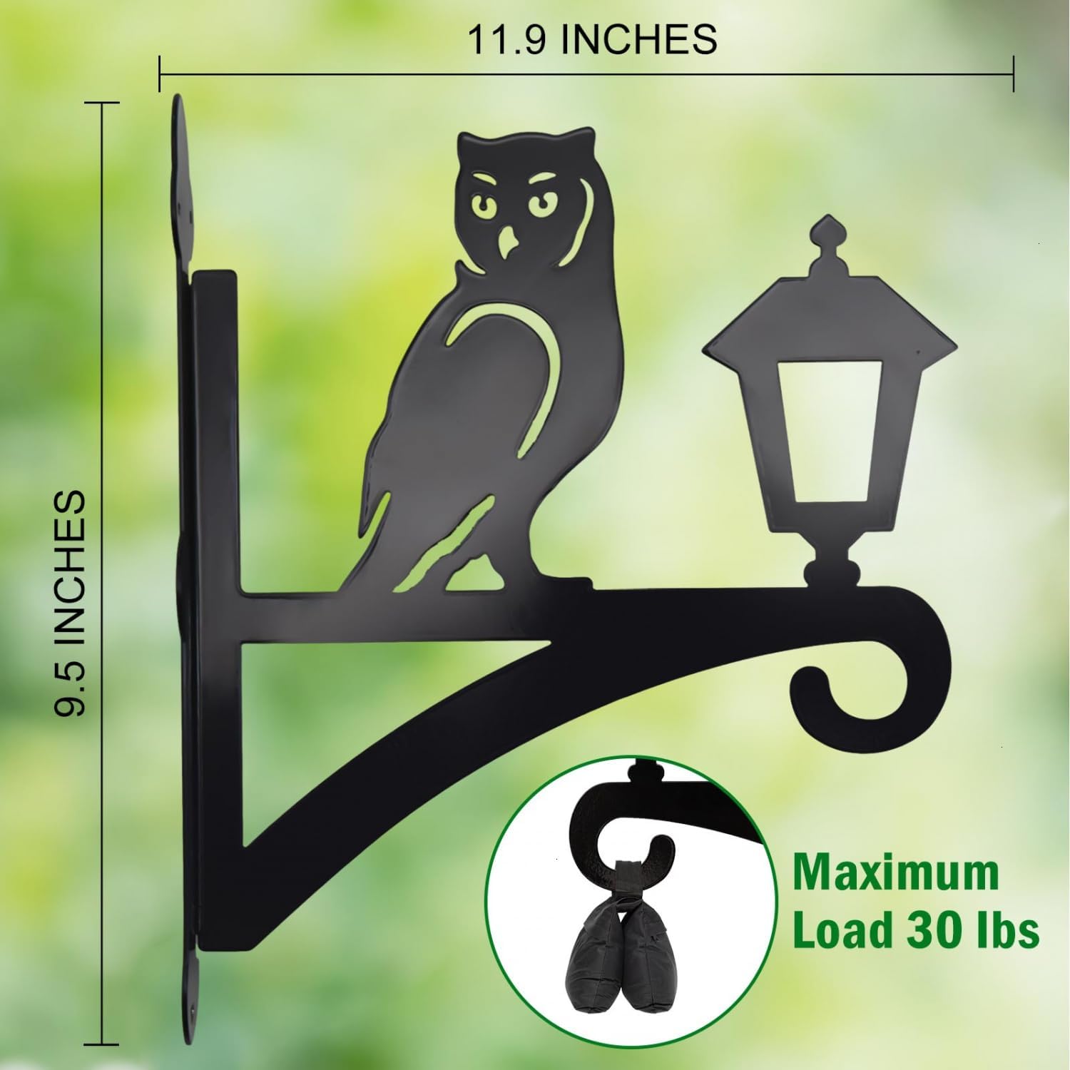 Iron Plant Hangers Outdoor, Metal Plant Hooks for Hanging Baskets, Bird Feeders, Lanterns, Flower Pots, Wall Mount Hanging Plant Holder (Owl & Street Light)