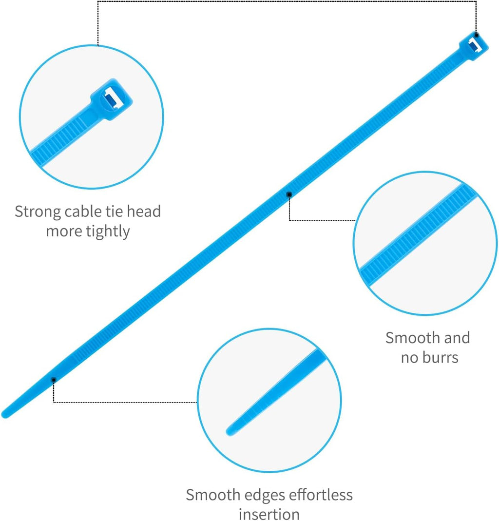 12 Inch Zip Ties White 1000 PCS, 50 Lbs- Heavy Duty Tensile Strength, Nylon PA66 UV Resistant Cable Ties for Indoor and Outdoor Use - Ideal for object bundling and fastening