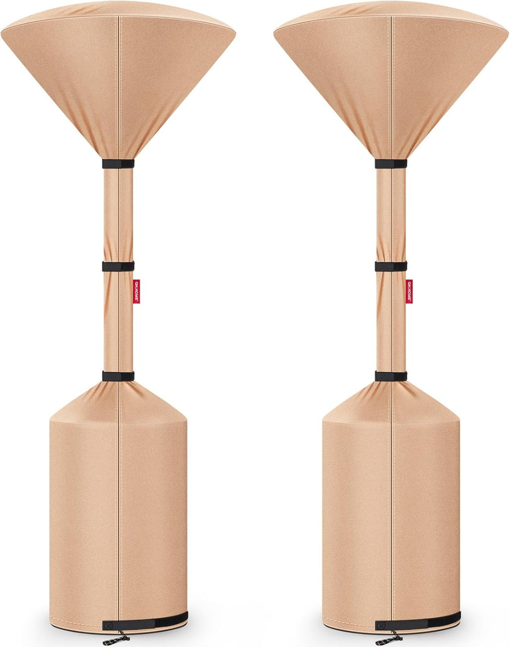 QH.HOME Winter Patio Heater Covers, [2025 Upgraded Tear-Resistant Fabric] Waterproof with Robust Zipper ,Height fit 87"-92",Dustproof/Wind/Sunlight/Snow-Resistant, 2 Pack-Camel