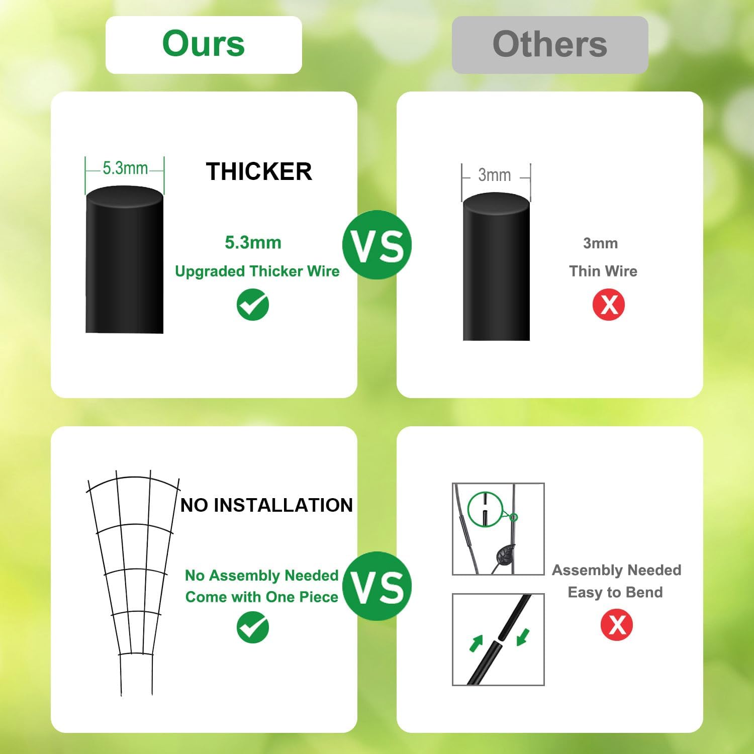 4 Pack 23'' Plant Trellis for Potted Climbing Plants Indoor, Outdoor Metal Garden Trellis for Climbing Plants Houseplants Flowers Vine Ivy, Fan Shape, Black