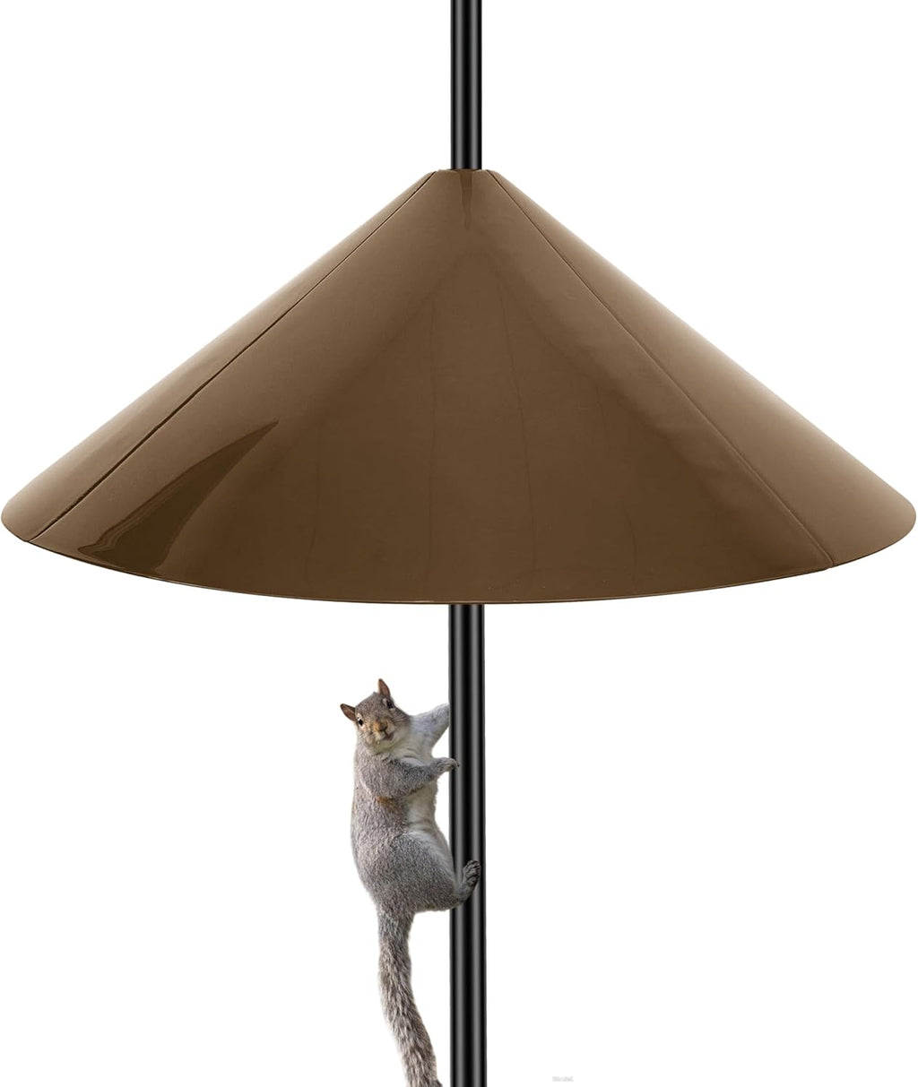 Squirrel Baffle for Bird Feeder Pole, 19-Inch Outdoor Bird Feeder Guard, Squirrel-Proof Birdhouse Baffles, Shepherd's Hook for Outside(Brown)