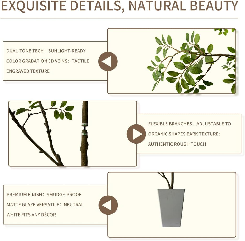 Artificial Elm Tree Faux Elm Tree 7ft Tall Fake Plant in Pot Fake Silk Tree Faux Plants Indoor