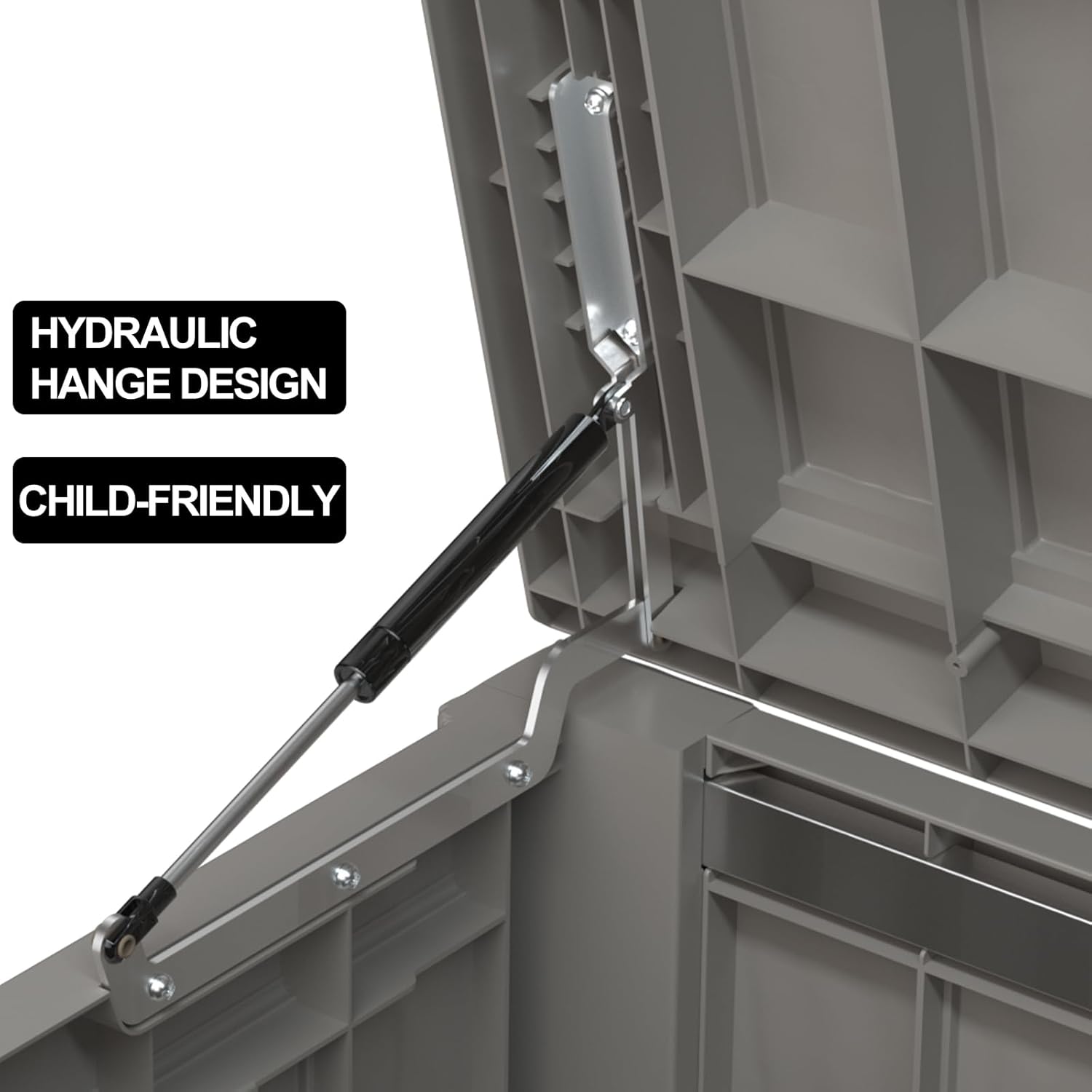 120 Gallon Deck Box,Resin Outdoor Storage Box with Lockable for Patio Furniture, Pool Accessories, Garden Tools Waterproof Outside Storage Box, Grey