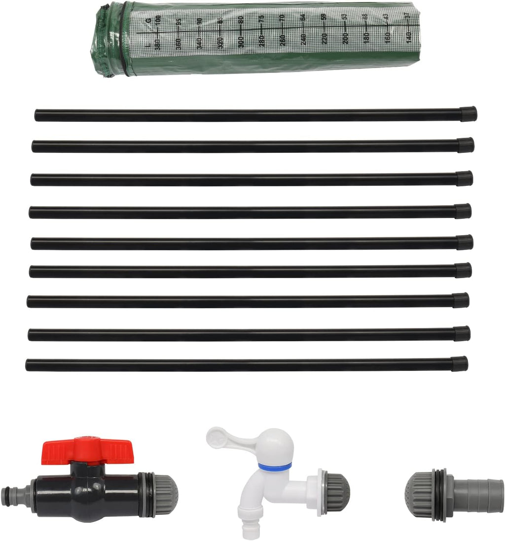 100 Gallon Collapsible Rain Barrel, Portable Rainwater Collection System, Rain Catcher Barrel with Volume Scale Mark, Two Spigots and Overflow Kit, Rain Water Barrel Collector for Garden, Green