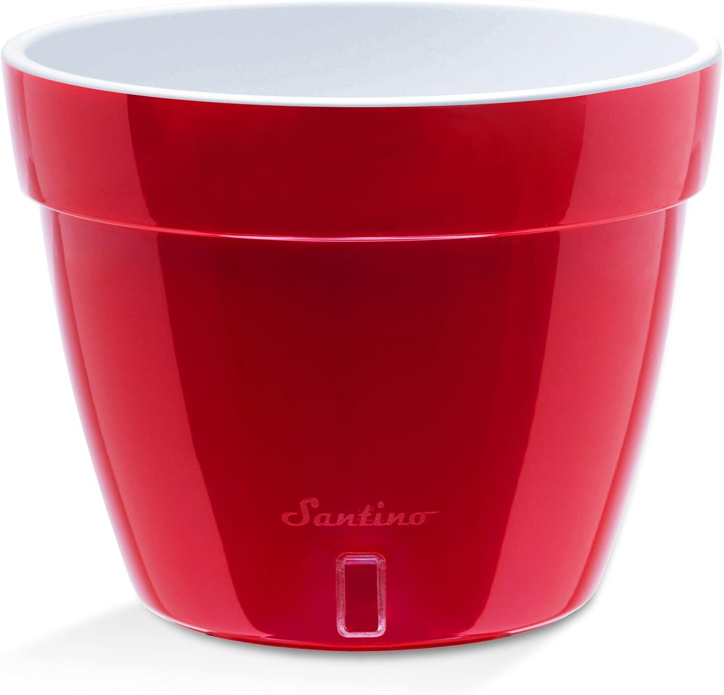 Santino ASTI 10.6 Inch Self Watering Planter RED-Pearl/White for Indoor Plants - Premium Quality Modern Plastic Pot w/Water Level Indicator for All House Herbs, Plants, African Violets and Dahlias