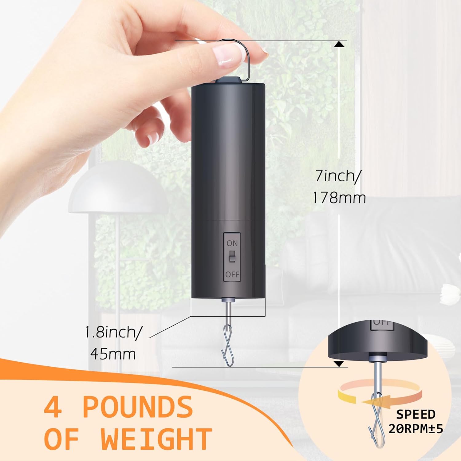 Disco Ball Motor Hanging Display Motor Multi-Purposes Rotating Mobile Wind Spinner Motor for Mirror Ball Baby Crib Spiral Wind Chimes Christmas Ornament Yard Garden Decor,20 RPM(Black)