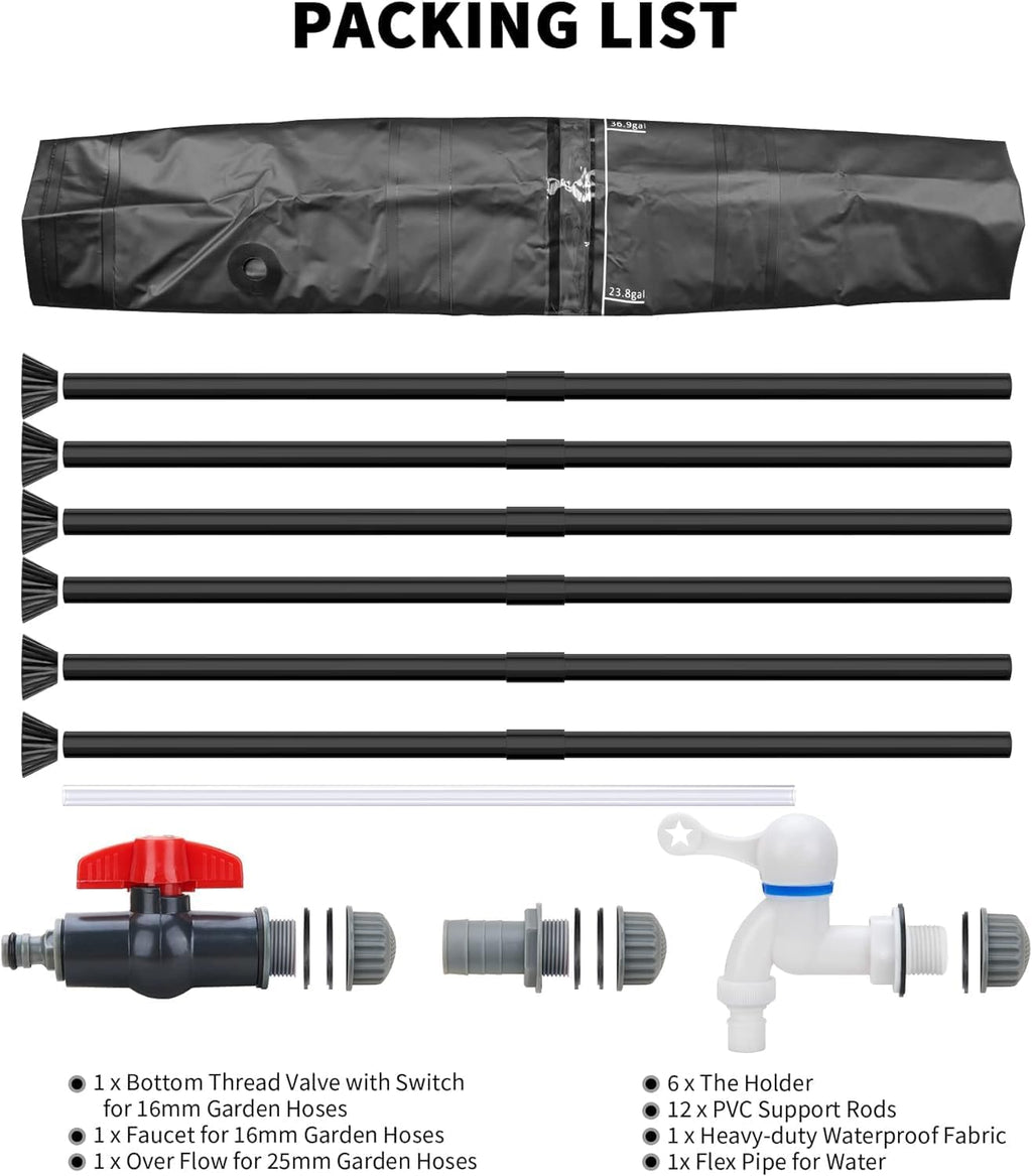 Collapsible Rain Barrel, Portable Water Storage Tank, Rainwater Collection System Downspout with tick Marks Portable Water Storage Tank (Black, 100 gal)