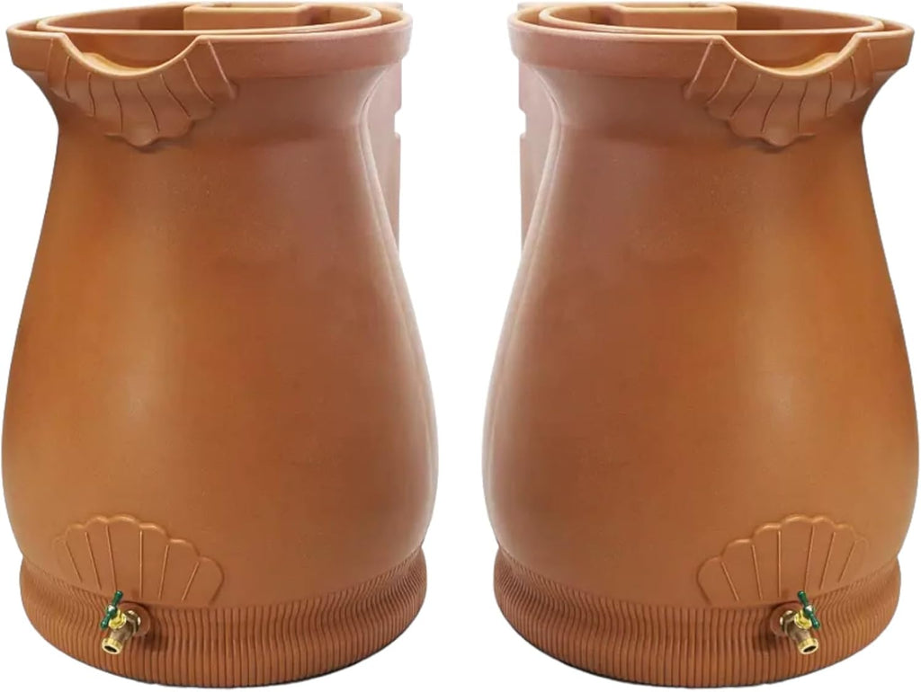 65-Gallon Urn Rain Wizard Decorative Barrel (Terracotta, 2 Pack)