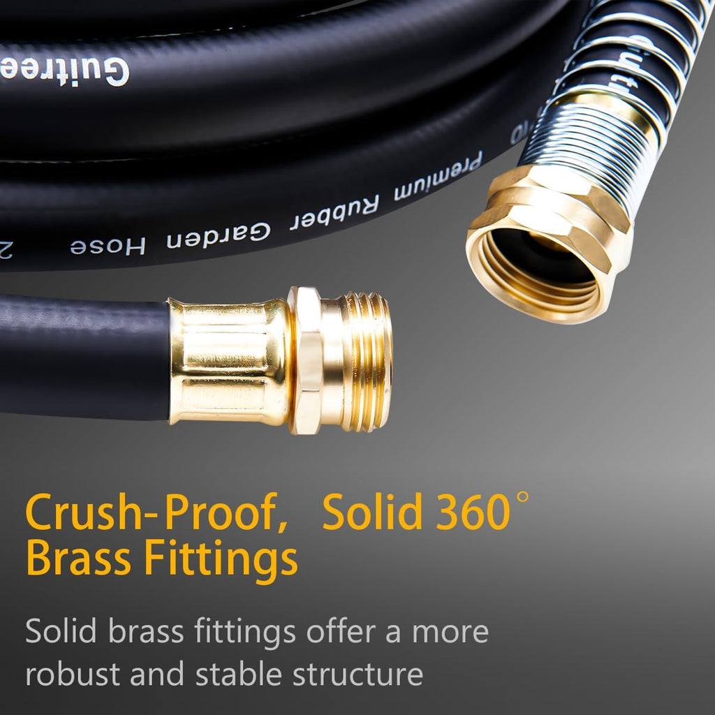 150FT 5/8 Heavy Duty Rubber Garden Hose - 200psi Working, 1000psi Burst - Hot/Cold Water - Five-Layered Braiding for Durability - Versatile for Gardening, Agriculture, Construction(Black)