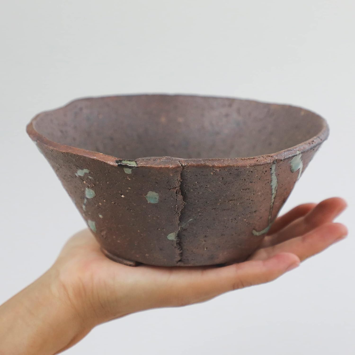 Wazakura Tokoname Series Handmade Ceramic Rustic Tatara Style Bonsai Pot with Drainage Hole 6.3 in (160mm) Made in Japan, Garden Planter, Flower Vase, Houseplant Centerpiece