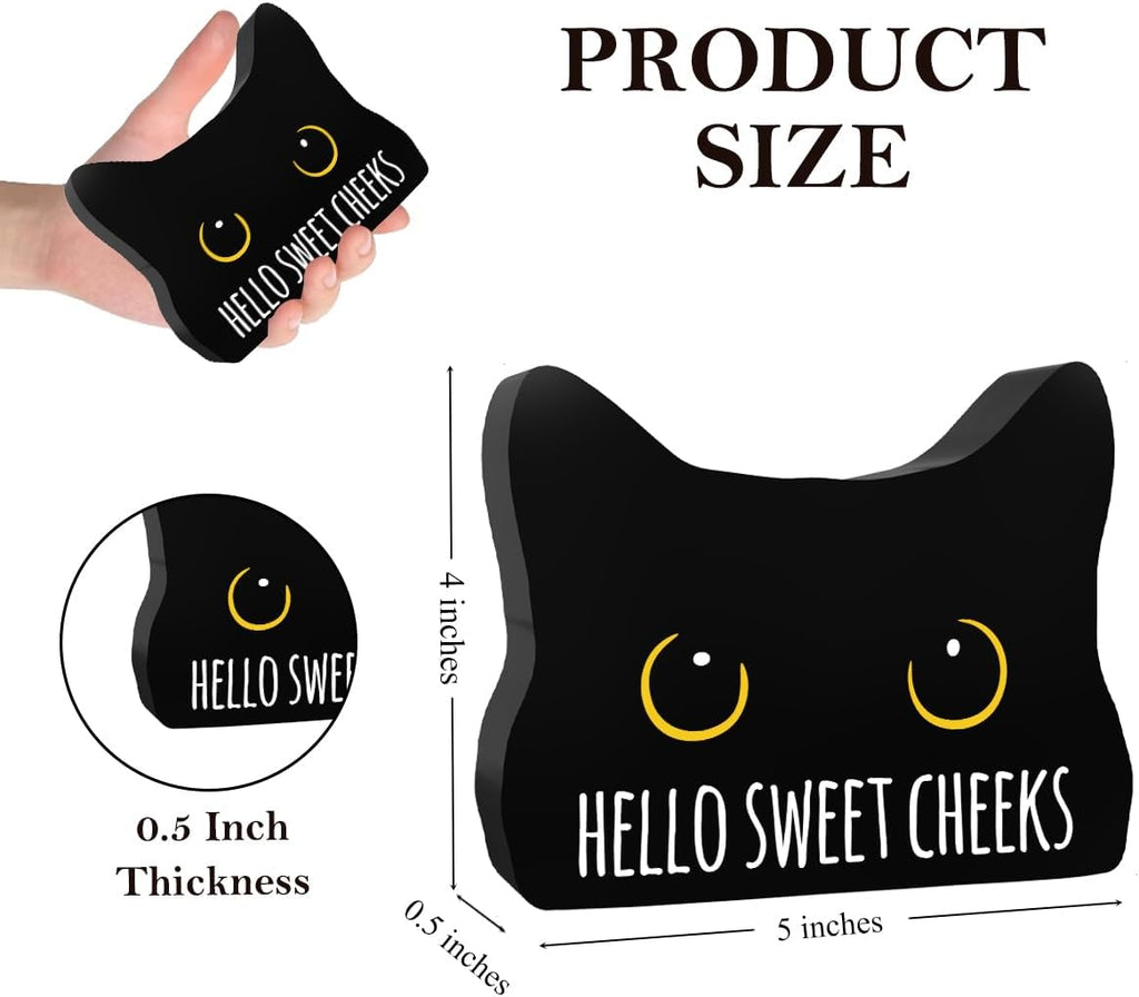 Sweet Cheeks Funny Bathroom Acrylic Decor Sign Black Cat Decor Cat Decor for Home Bathroom Cat Lover Gifts For Women Men