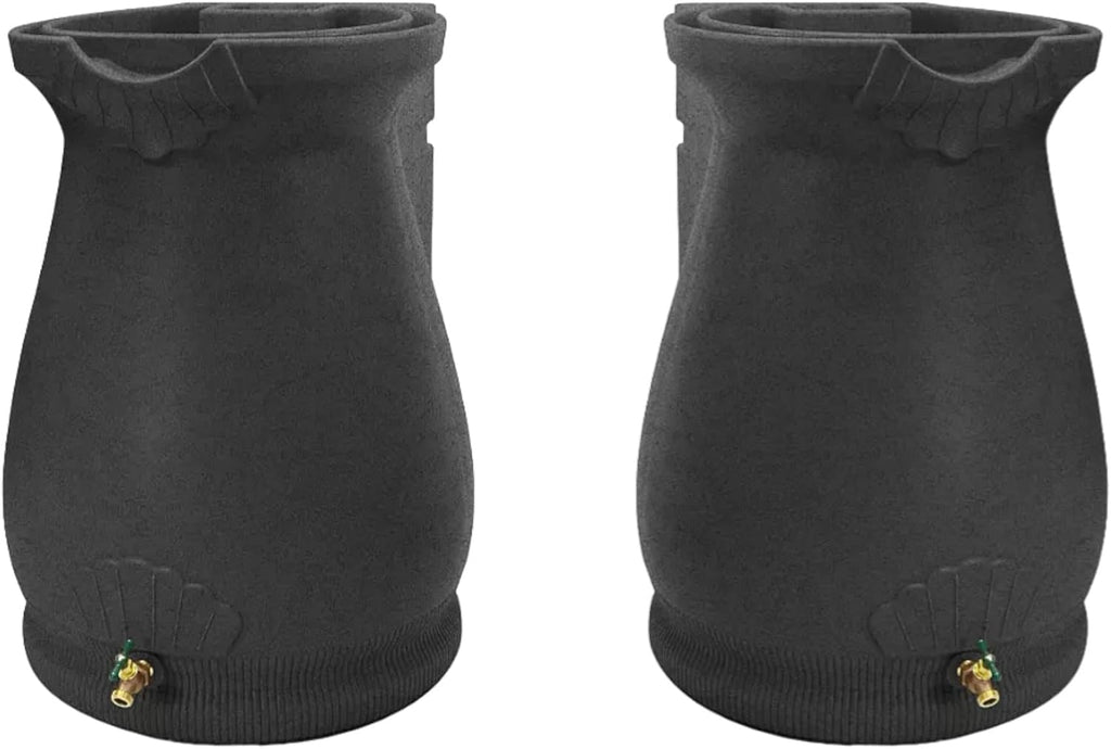 65-Gallon Urn Rain Wizard Decorative Barrel (Dark Granite, 2 Pack)