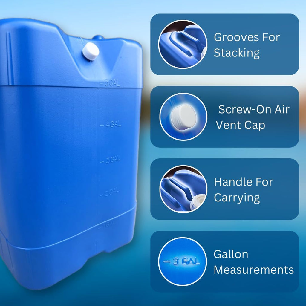 5-Gallon Stackable Water Storage Containers, w/Lids + Spigots, Easy Fill, Survial Supply, Emergency Water Storage for Camping and Disaster Preparedness, RV, Camping, 30 Gallon (6 Tanks Set)