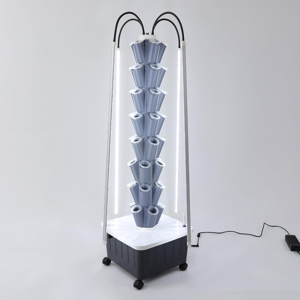 Hydroponic Tower, Vertical Planter Tower, 40 Planting Holes Water Planting Growing System Kit, Hydroponics Growing System Container with LED Grow Light for Herbs, Fruits and Vegetables
