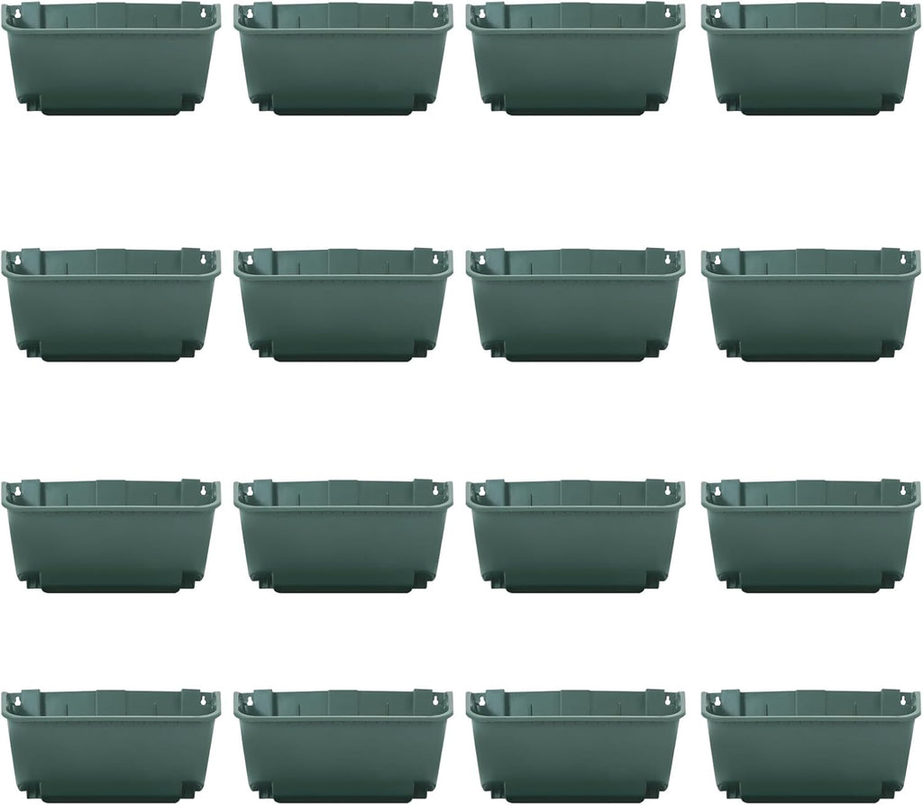 16 Pack Self Watering Wall Mounted Planter, Indoor and Outdoor Vertical Planter Wall Mounted Planter for Patio Outdoor Decor with Drainage Holes, Vertical Garden Planters for Indoor Plants- Green