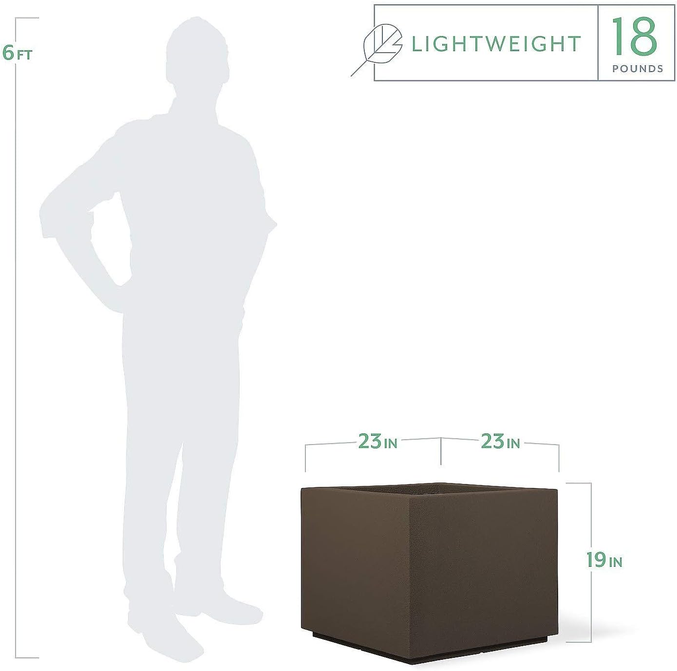 PolyStone Planters Monterrey 23 in. x 23 in. Brown Square Planter'