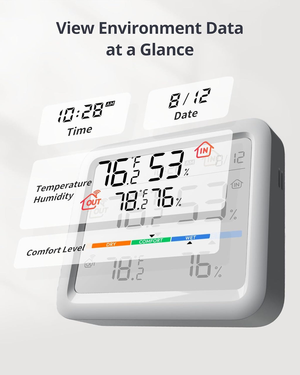 SwitchBot Meter Pro, Digital Hygrometer & Thermometer - Wireless Indoor Temperature & Humidity Monitor with Bluetooth App Control, Real-Time Alerts (1, Meter Pro+Outdoor Meter)