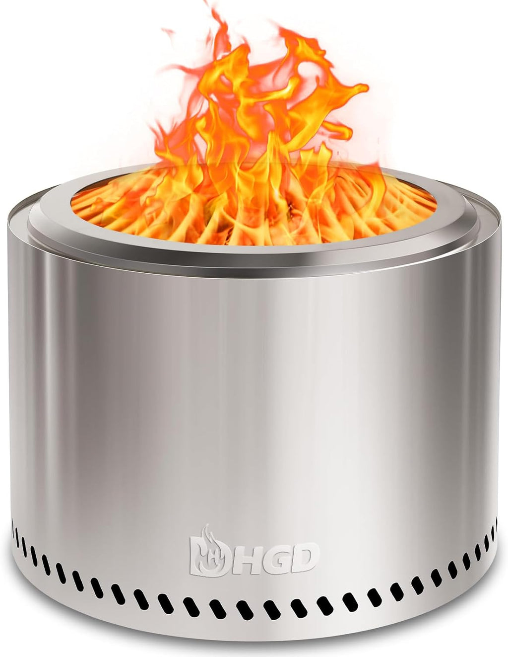 HGD 15" Smokeless Fire Pit Outdoor, Stainless Steel Wood Burning Firepit with Secondary Combustion, Backyard Patio Stove for Garden, BBQ & Bonfire