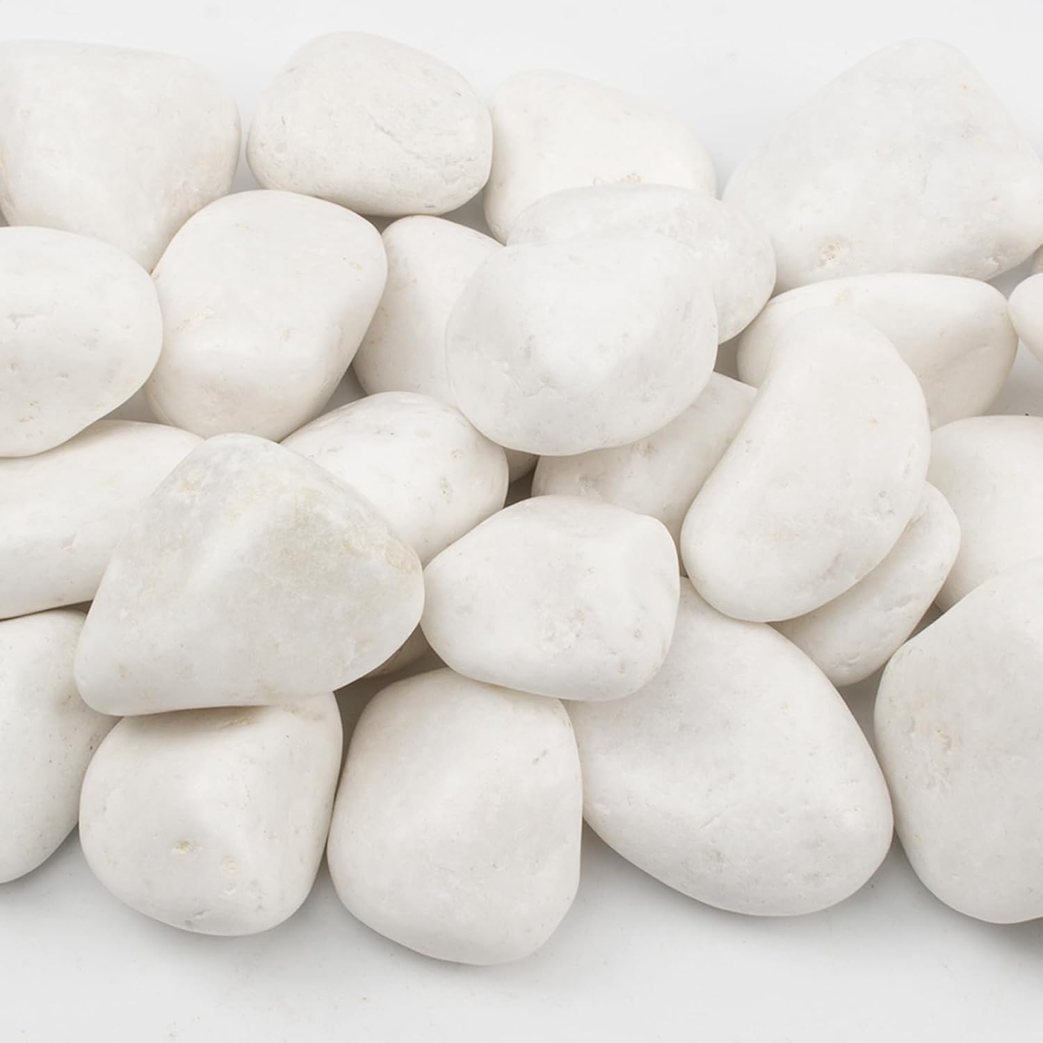 20 lbs White Polished Decorative Stones, 2-3 Inch Polished Rocks, Ideal for Garden Landscaping, Potted Plants, Pathways, Vase Fillers, and Aquarium Decoration(Pure White, Weight: 20 LB)