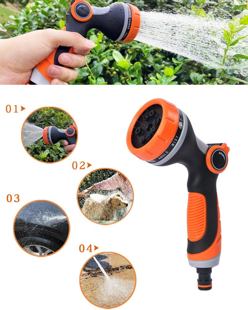 Garden Hose Nozzle Sprayer with 10 Spray Patterns & Thumb Control Valve - Ideal for Pet Showering, Garden Watering, Cleaning, Car Washing & Lawn Greening