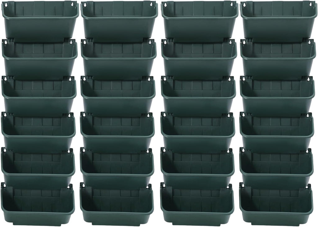 Eapmic Vertical Wall Planter with 24 Pots, Hanging Garden Plant Flowerpot Holder, Stackable Wall-Mounted Planter, Balcony Planters for Flowers Vegetables Fruits (Army Green, 24 Pots)