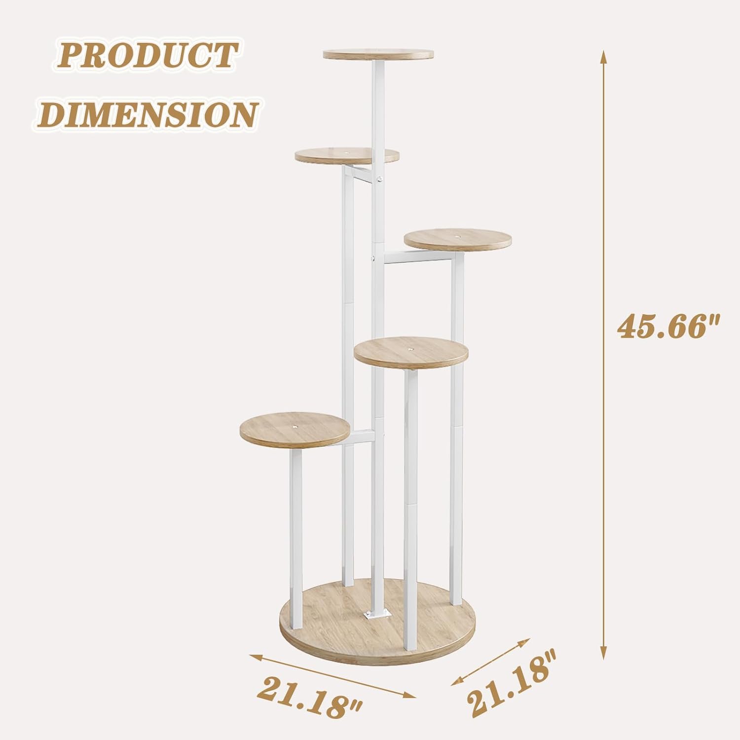 Plant Stand Indoor 6 Tier 9 Potted Multiple Flower Pot Holder for Patio Garden Balcony Living Room Corner (6 Tier White+Sonoma Oak)