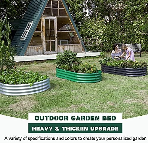 Land Guard 2Pcs Galvanized Raised Garden Bed Kit, Galvanized Planter Oval Large Metal Raised Garden Boxes Outdoor for Vegetables…