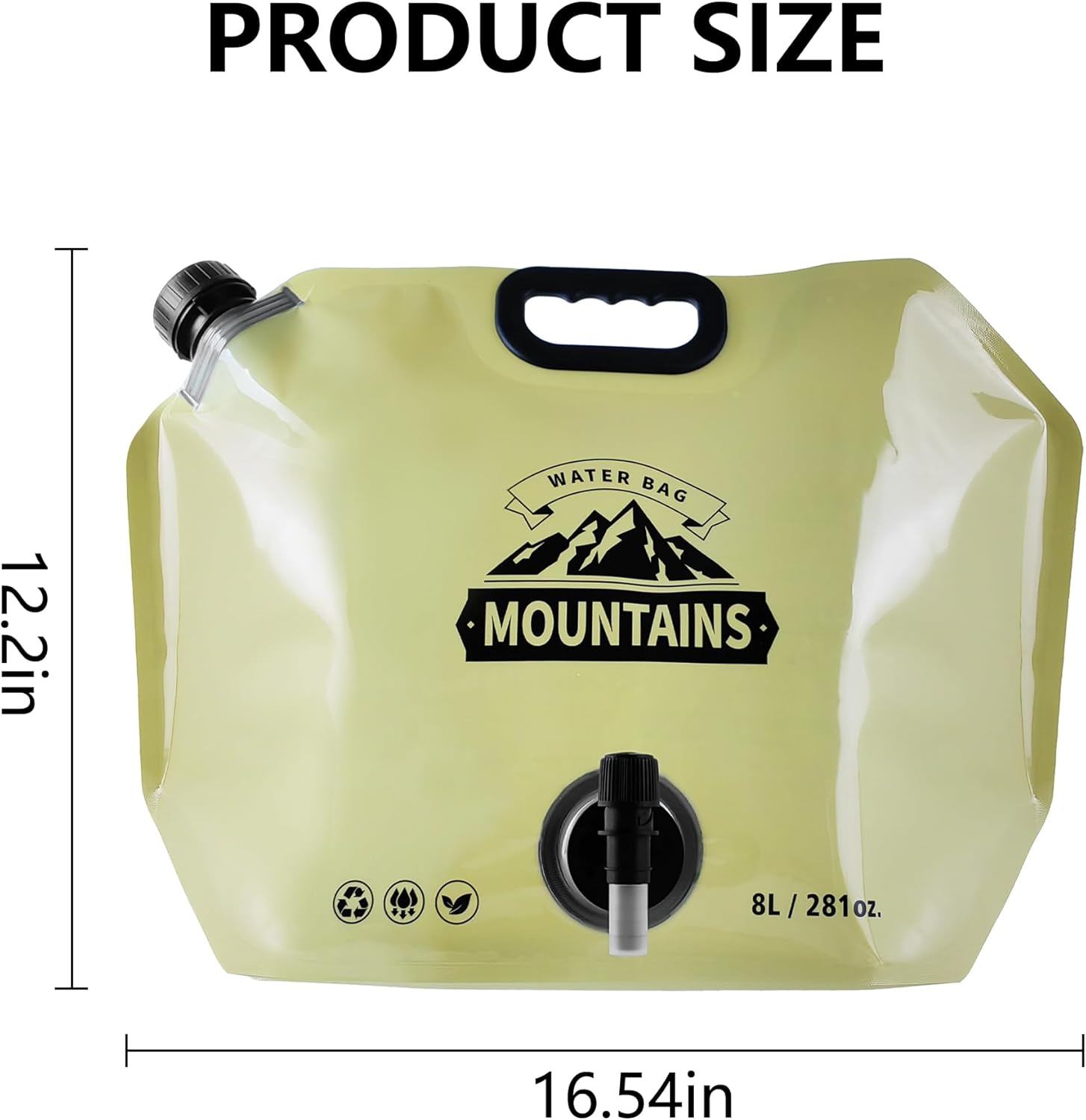 Collapsible 8L Water Storage Bag, BPA-Free Portable Folding Water Jug with Adjustable Faucet, Leakproof Emergency Water Bag for Camping, Hiking, Riding, Outdoor Sport (BEIGE, 4)