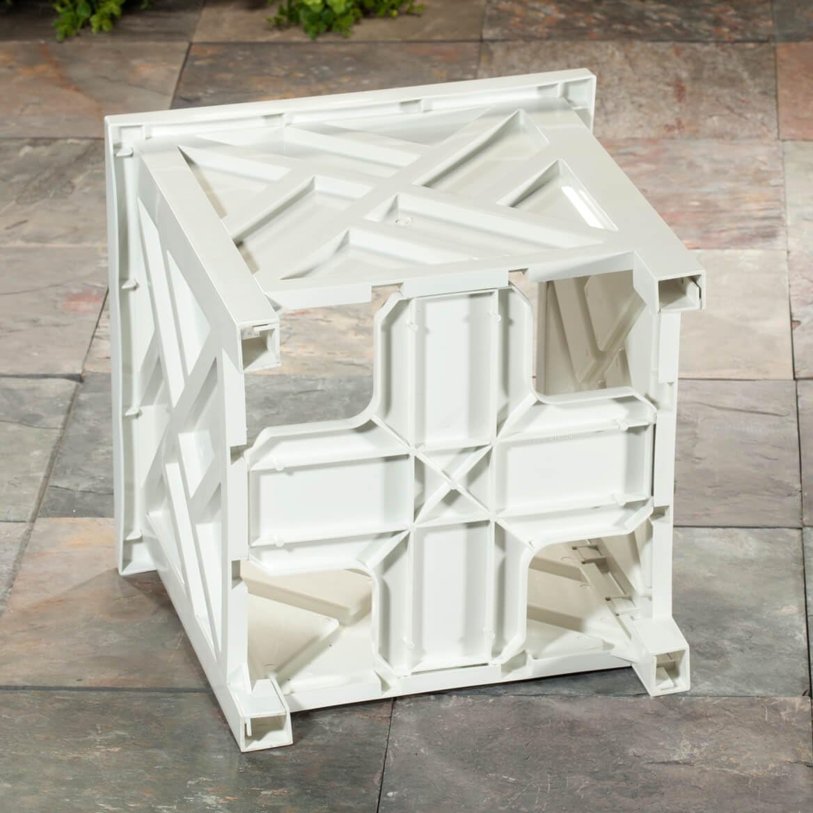 Miles Kimball 329156 Chippendale Planter Box, Plant Holder for Patio and Lawn, 14 ¾” sq. x 13 ¼ H Overall, White