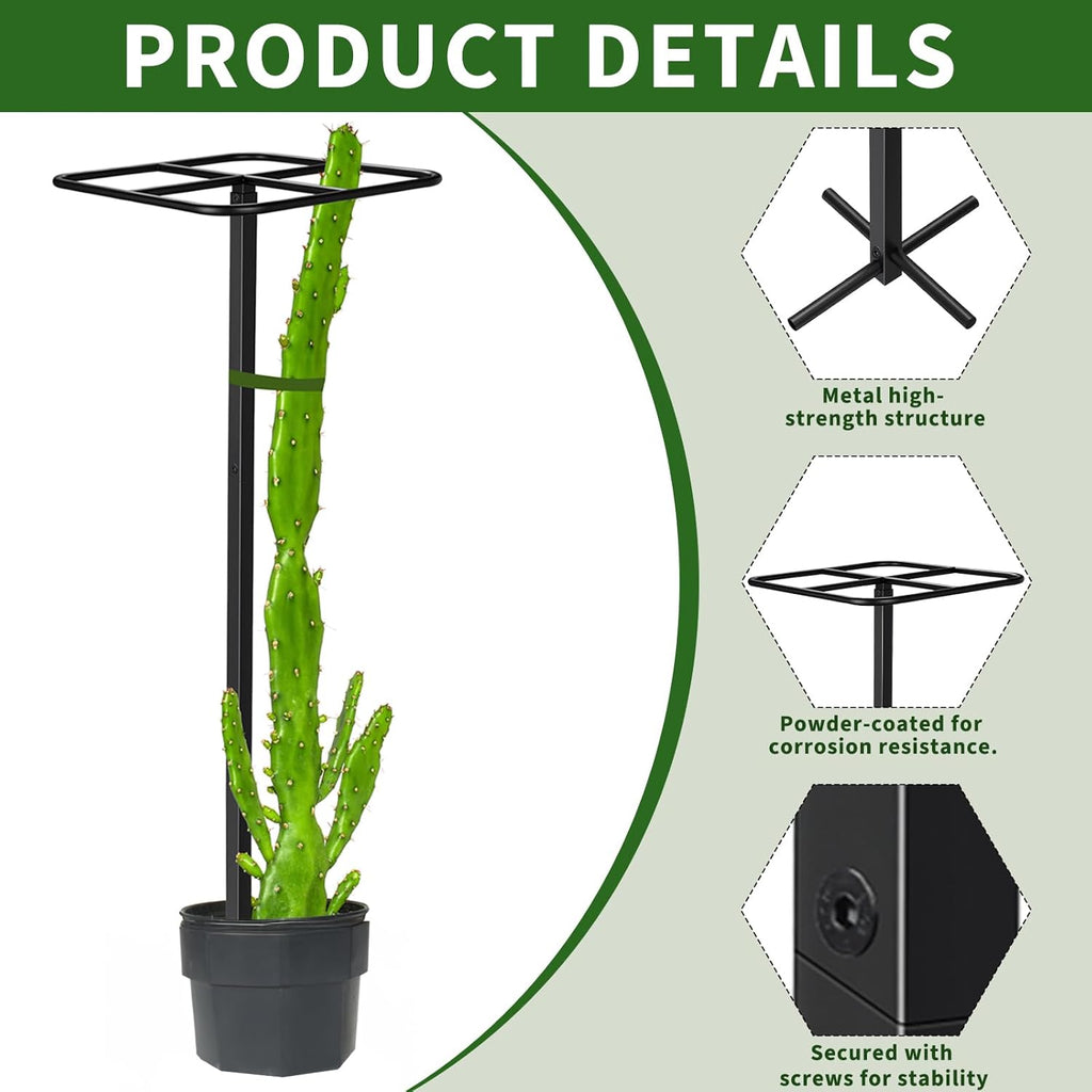 2 Pcs Adjustable Metal Dragon Fruit Plant Trellis 12" x 12" x 50" Durable Vertical Gardening Support Dragonfruit Trellis for Climbing Plants Trees Cactus Roses Vines Outdoor, Installation Required