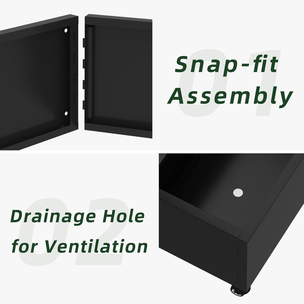 Casaphoria Metal Raised Garden Bed with Trellis and Wheels, 72"x47"x16" Arched Planter Box for Climbing Plants, Vegetables & Vines, Features Drainage Holes and Privacy Screen (Black-Helen&Net)