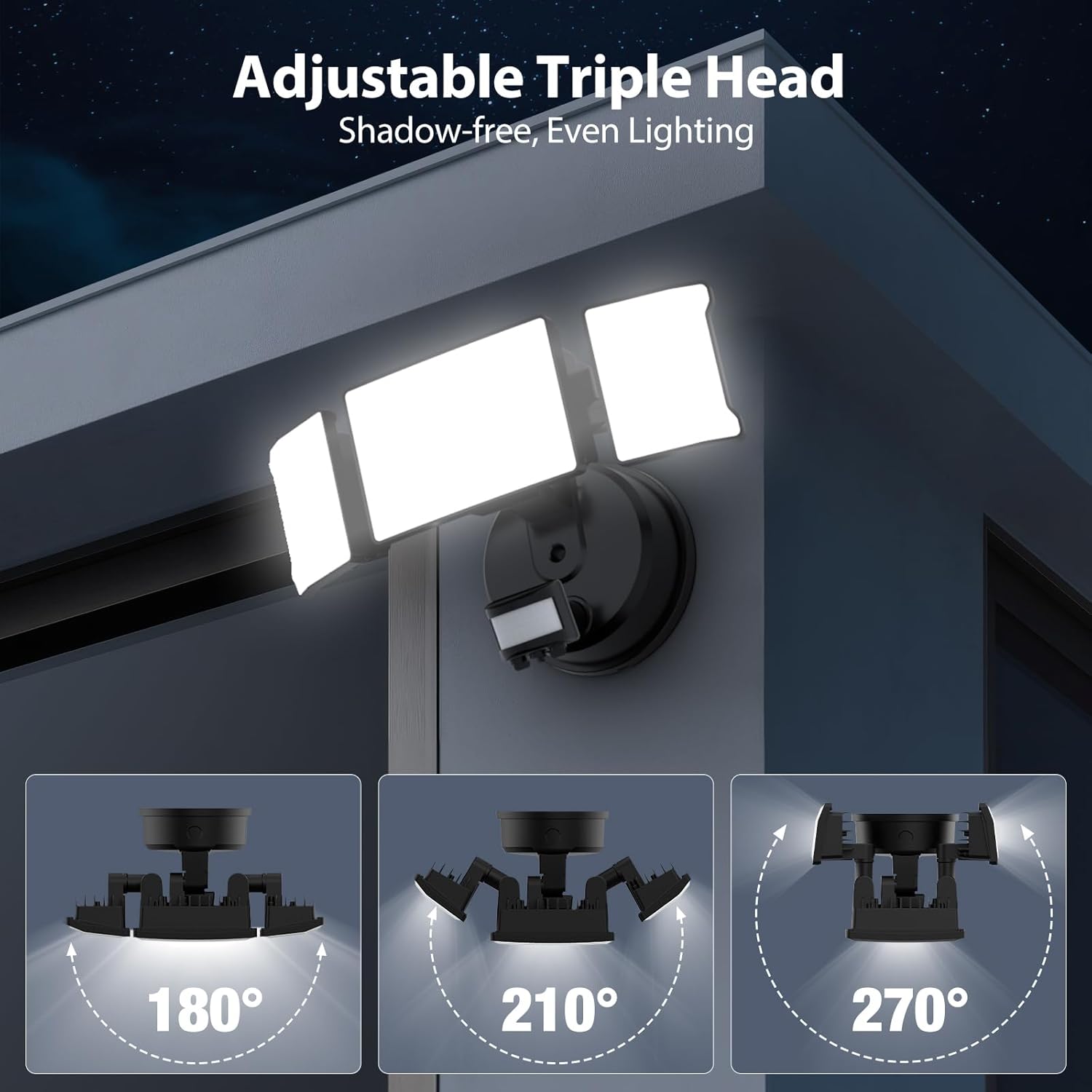 Onforu 65W Motion Sensor Outdoor Lights, 6000lm 6500K Daylight Flood Light Outdoor Motion Sensor, IP65 Waterproof Motion Detected Lights for Outside, Hardwired LED Security Light for Garage Yard