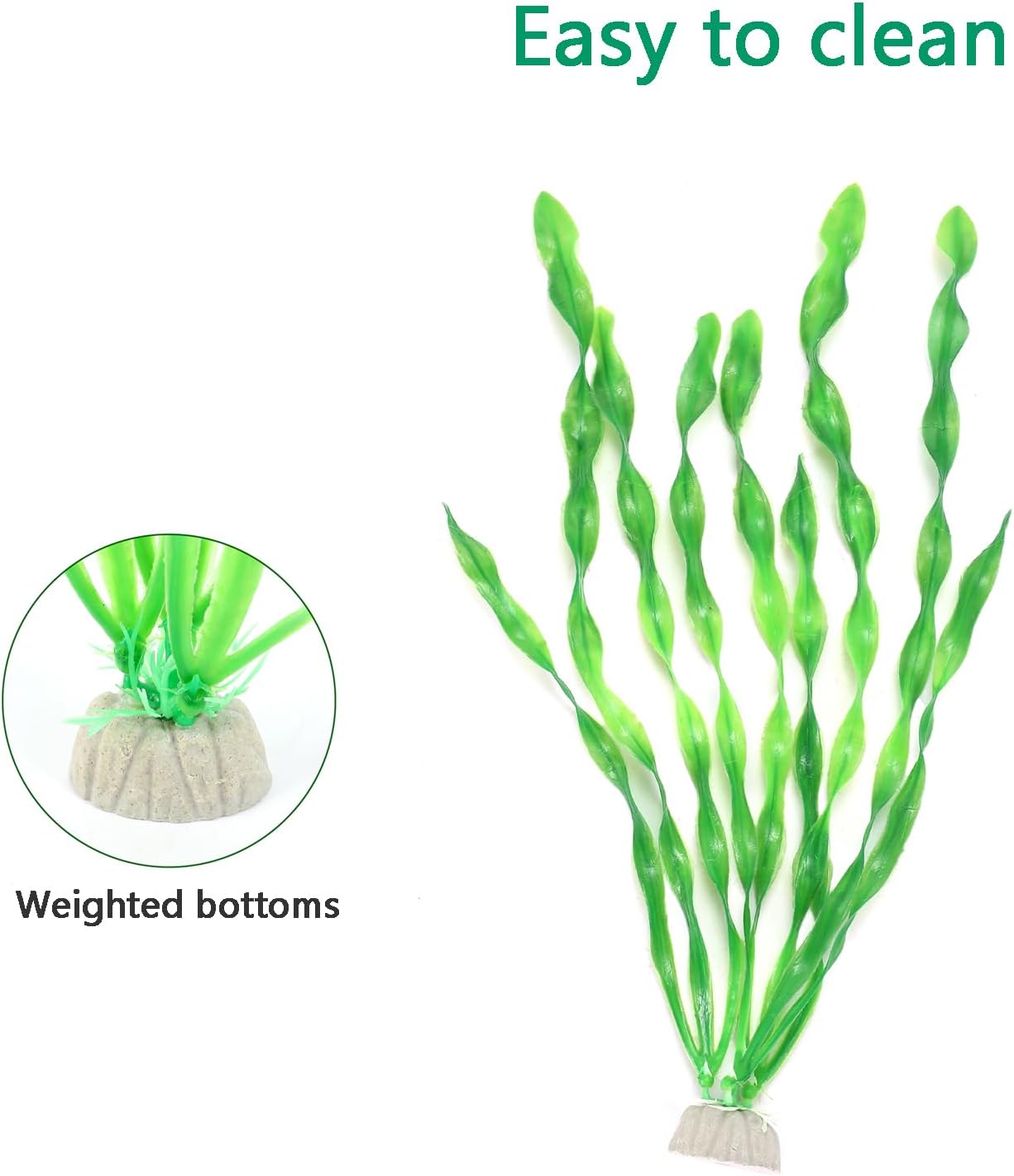 AQUANEAT Fish Tank Artificial Plants, Aquarium Plastic Seaweed Decorations, 11.75Inch Tall Fake Green Accessories, 10 Packs