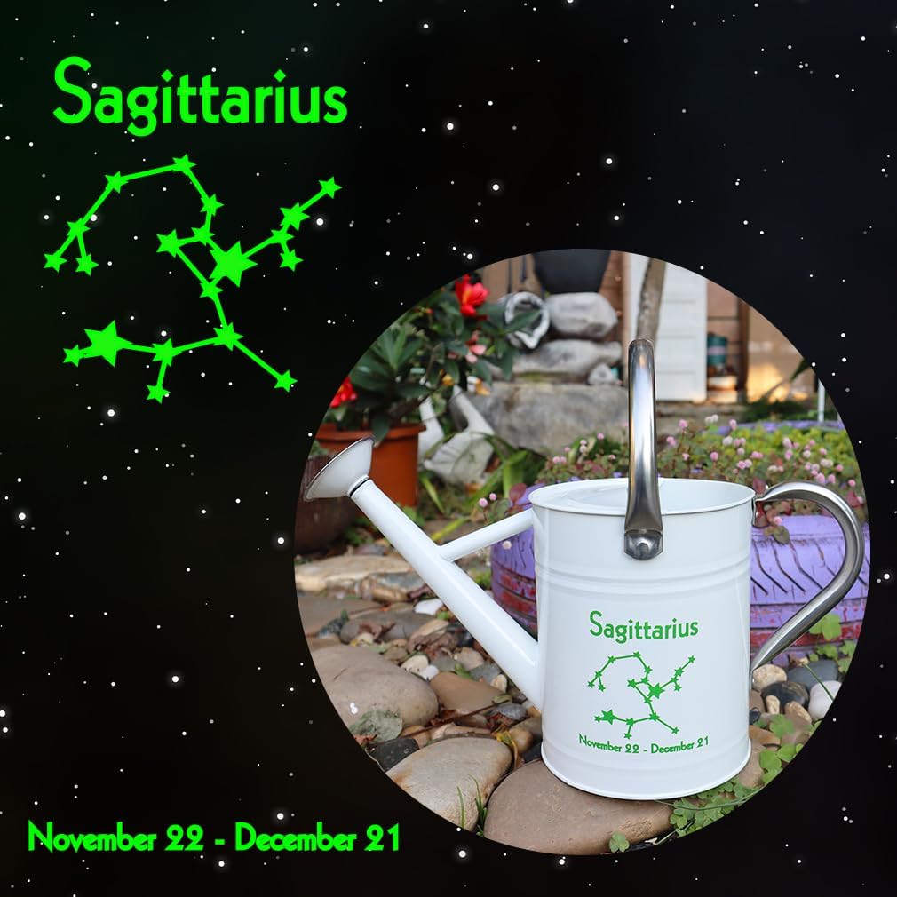 12 Constellation Series Metal Watering Can for Outdoor and Indoor Plants, Watering Can Decor, 1 Gallon (Sagittarius)