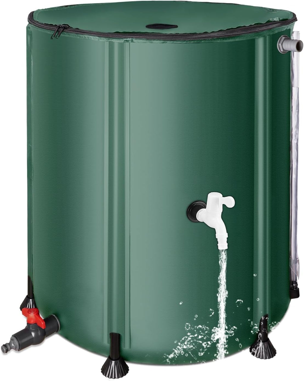 50 Gallon / 200L Rain Barrel, Collapsible Rain Barrels to Collect Rainwater from Gutter with Spigots and Overflow, 500D PVC Portable Rain Water Collection Catching System, Water Catcher Tank
