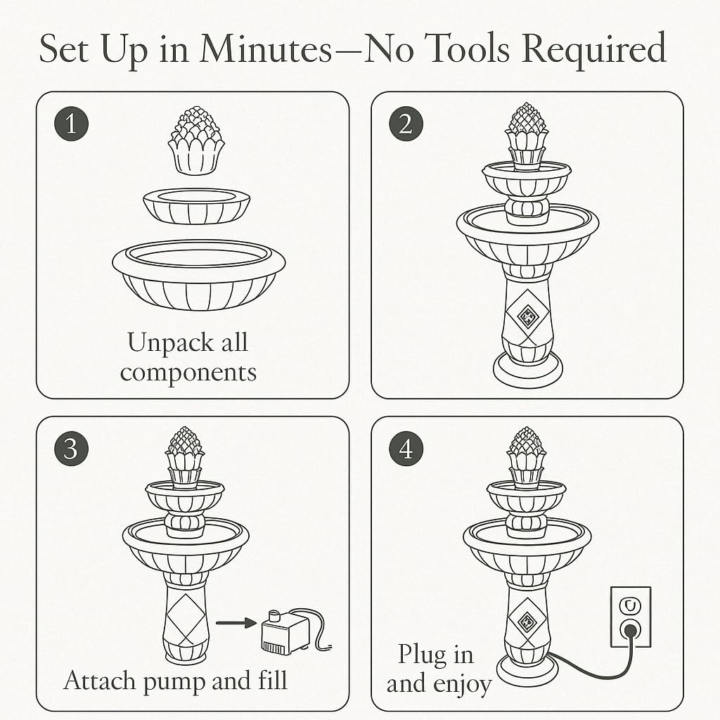 Teamson Home 39" Outdoor Water Fountain, 2 Tier Pineapple Pedestal Waterfall Fountain with Pump, Garden Patio Yard Décor, Durable Polyresin, Weatherproof, Iron Gray