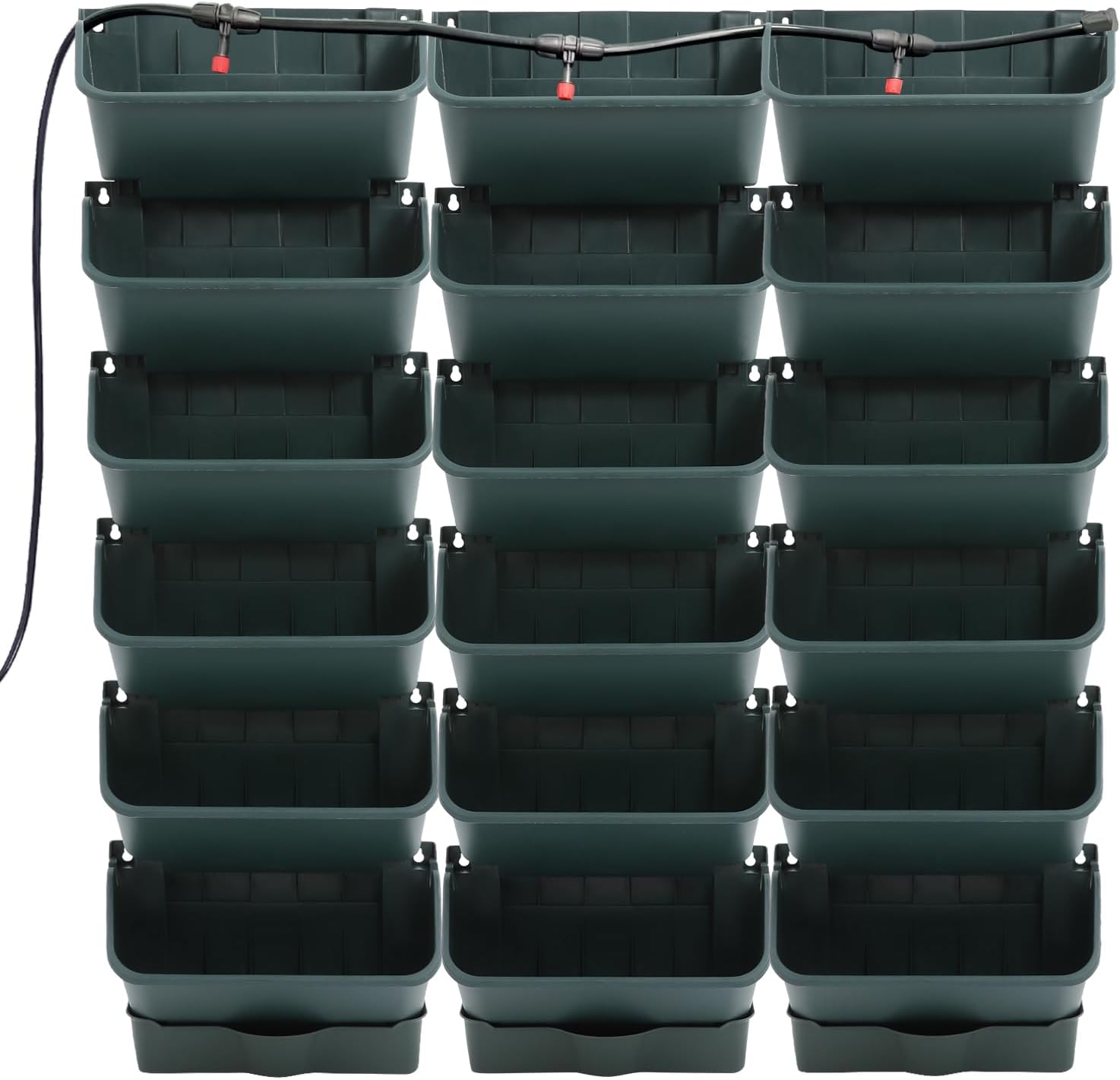 18 Pots Self-Watering Wall-Mounted Planter, 39.4”L x 39.4”H Vertical Wall Planter Self Watering Stackable Planters Vertical Garden Wall Garden Planter Outdoor Indoor for Herbs Flowers Strawberries