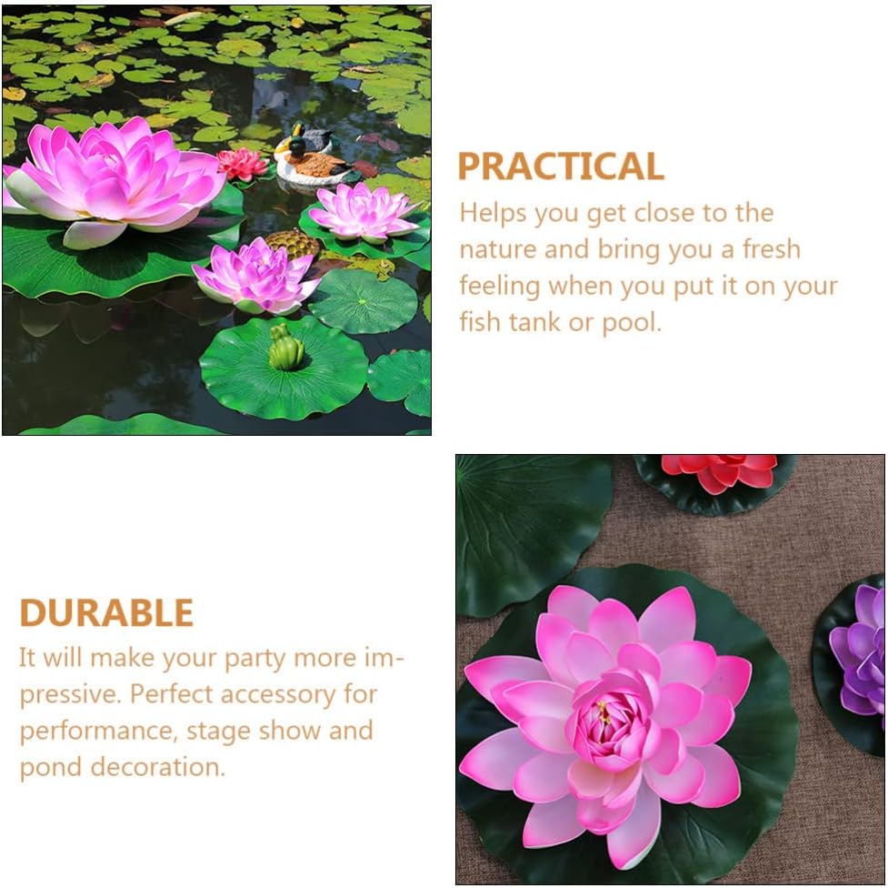 DOITOOL 3Pcs Artificial Floating Foam Lotus Leaves 23.6 Inch Large Artificial Water Lily Pads Ornaments for Patio Fish Pond Pool Aquarium Decor, Green