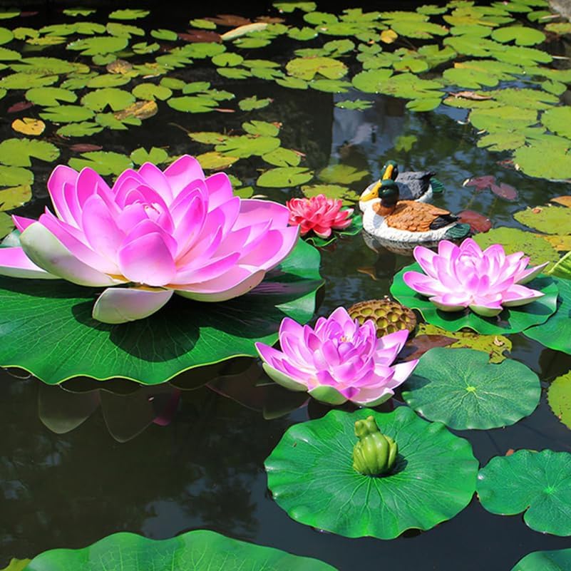 GANAZONO Simulated Lotus Leaf Lily Pads for Ponds Floating Water Lily Pads biryani Masala Plastic Pond Aquarium Lifelike Leaves Lotus Leaves Fake Blue eva Artificial Leaf Branch