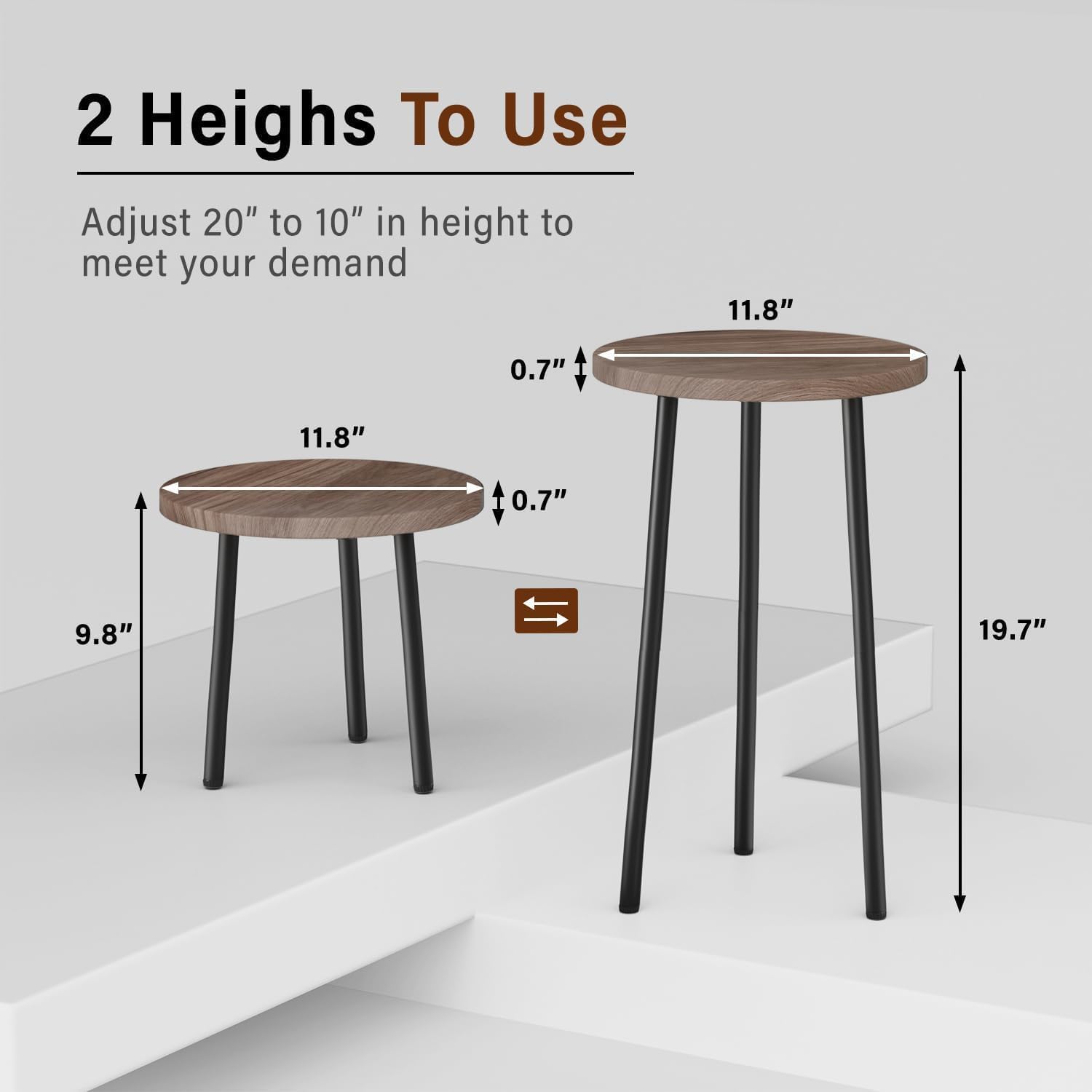 Plant Stand Indoor Outdoor: 20'' Metal Wood Plant Stand Convertible Multi-purpose Plant Table - Flowers Pot Holder for Indoor Outdoor - Mid Century Modern Decor/Home Decor