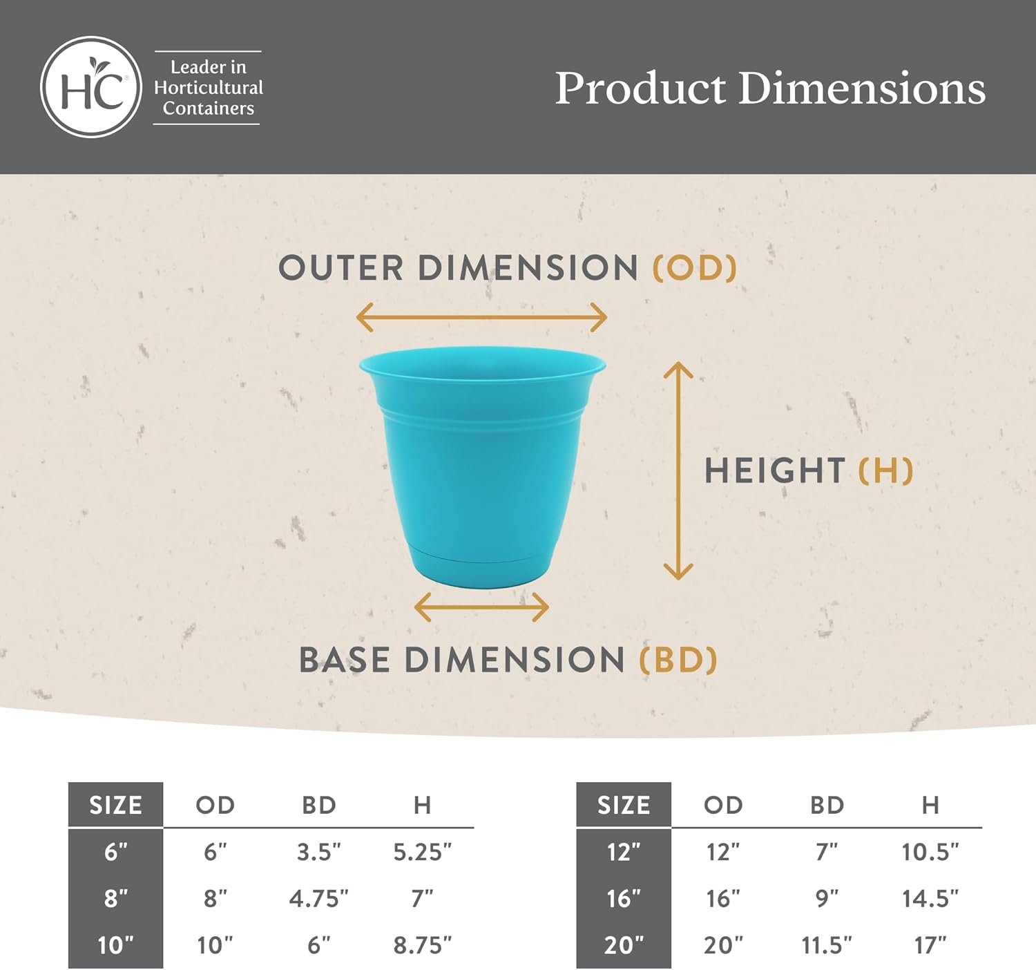 The HC Companies Eclipse Round Planter with Saucer - Outdoor & Indoor Plant Pot with Drainage Holes - Lightweight, UV-Resistant Plastic Pots for Plants, Flowers & Herbs (10" Slate Blue, Pack of 1)