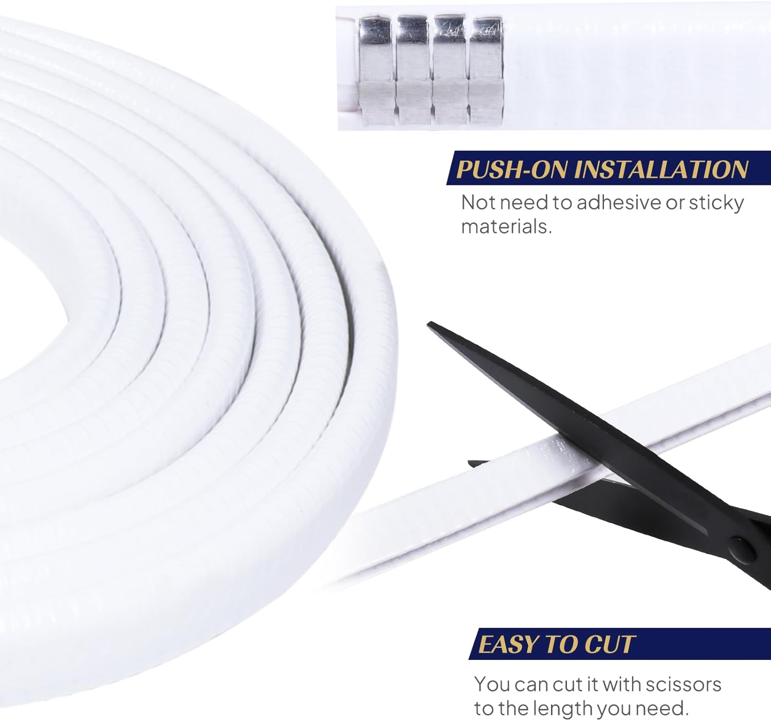 Edge Trim White U-Channel Rubber Trim Edge with Metal 1/2" X 3/8" - Fit Gap 3/64" to1/4 Car Door Edge Sealing Strip, PVC Weather Stripping with Steel, Metal Edge Protector, 16FT