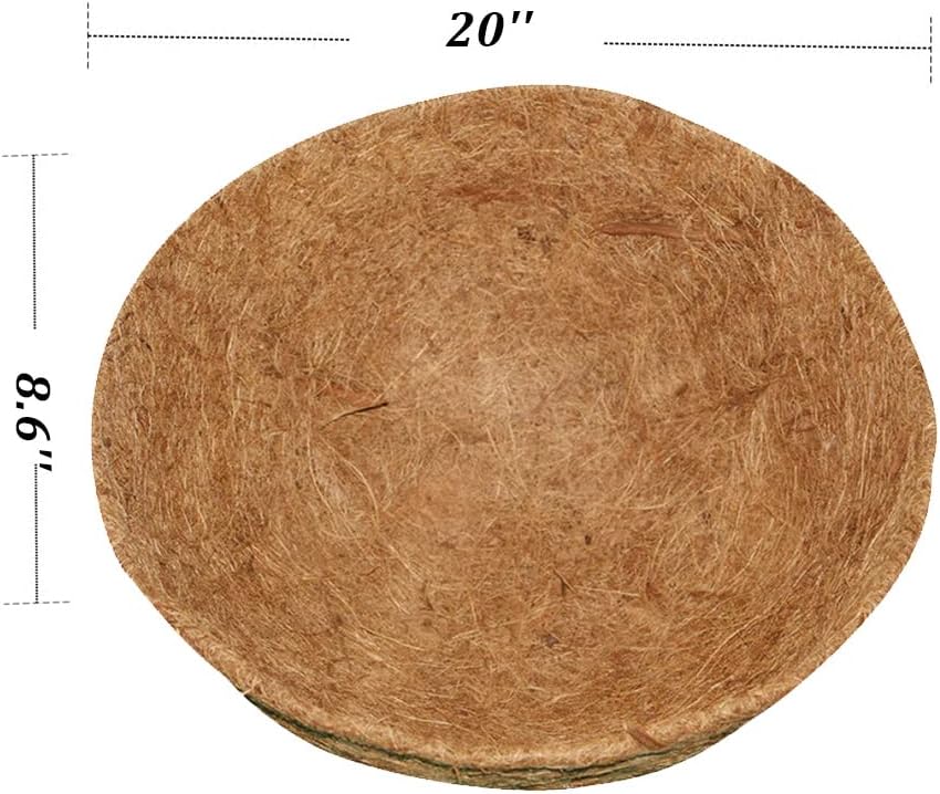 2PCS Hanging Basket Liners Coco Liner 20 Inch Round Coconut Coir Basket for Plants Replacement for Hanging Basket 100% Natural Coconut Fiber Plant Basket Liner for Garden Planter Flower Pot