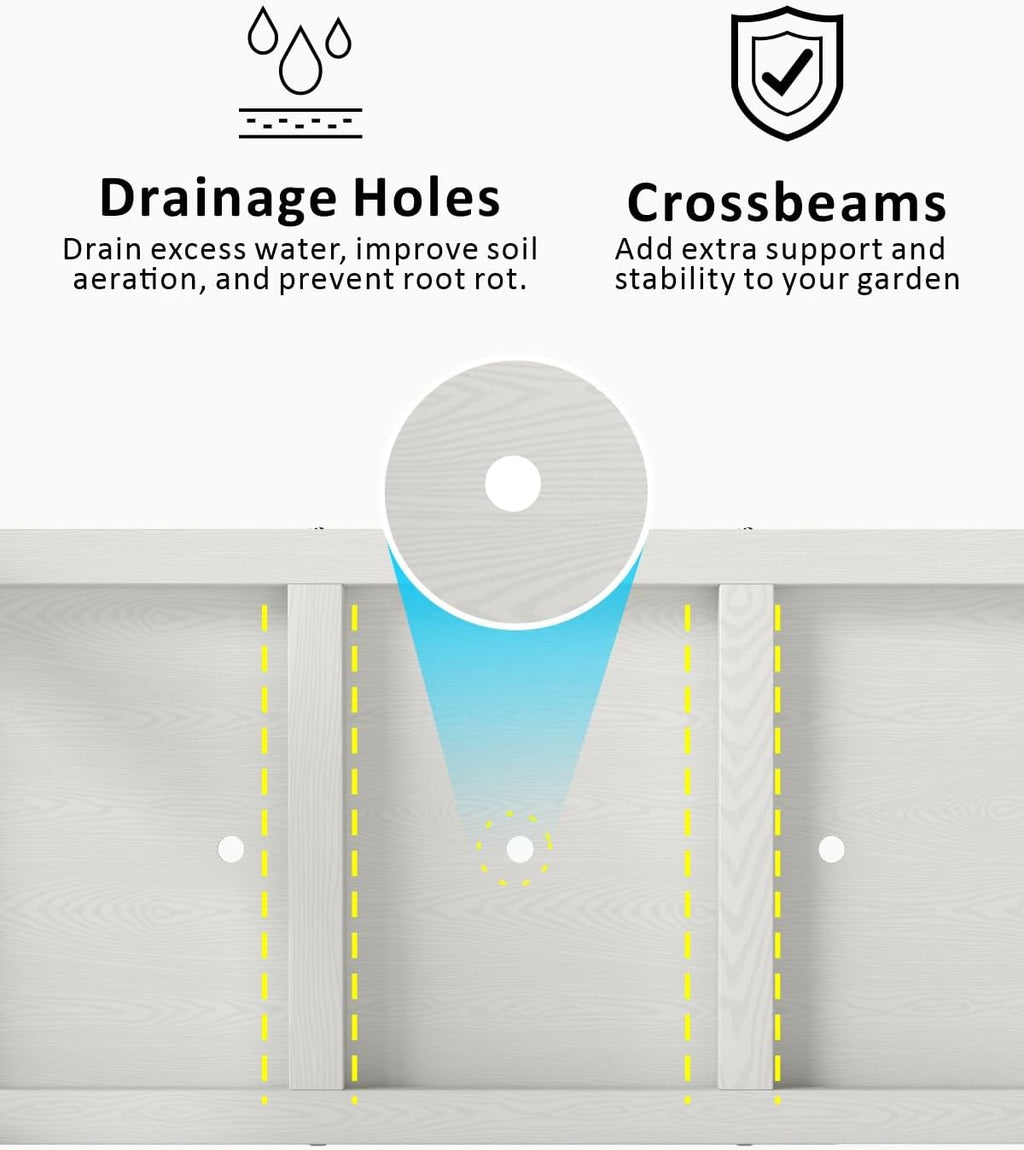 Raised Garden Beds Outdoor with Legs,Outdoor Planter Box,Non-Cracking,Rust Resistantand Rot-Resistant for Vegetable Garden for Backyard, Patio, Balcony Outdoors/Indoors White