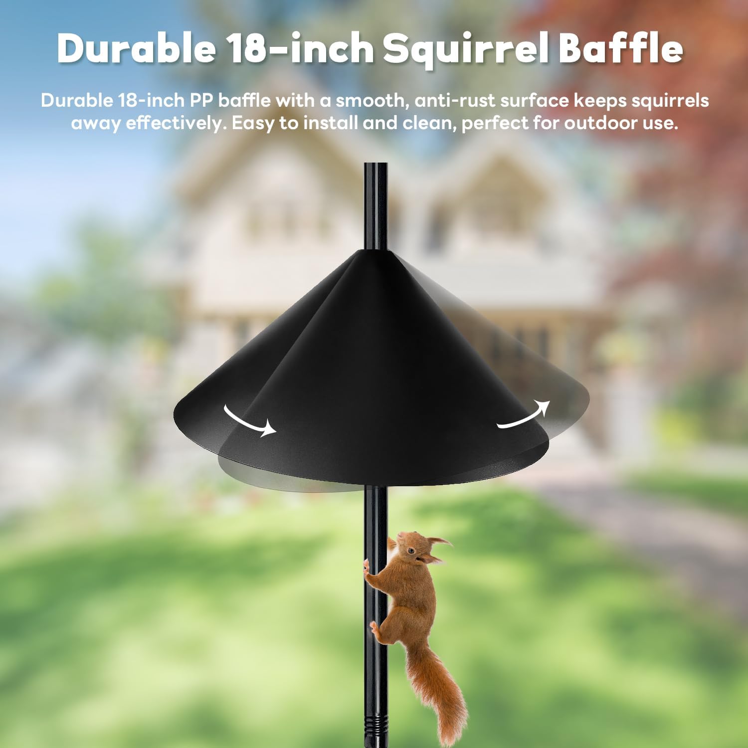 Bird Feeder Pole for Outdoors, 74.5 Inch Tall with 1-Inch Heavy Duty Steel Tube, 18 Inch Squirrel Baffle, 5-Prong Base, Adjustable Feeding Station for Bird feeders for Outdoors birdbath