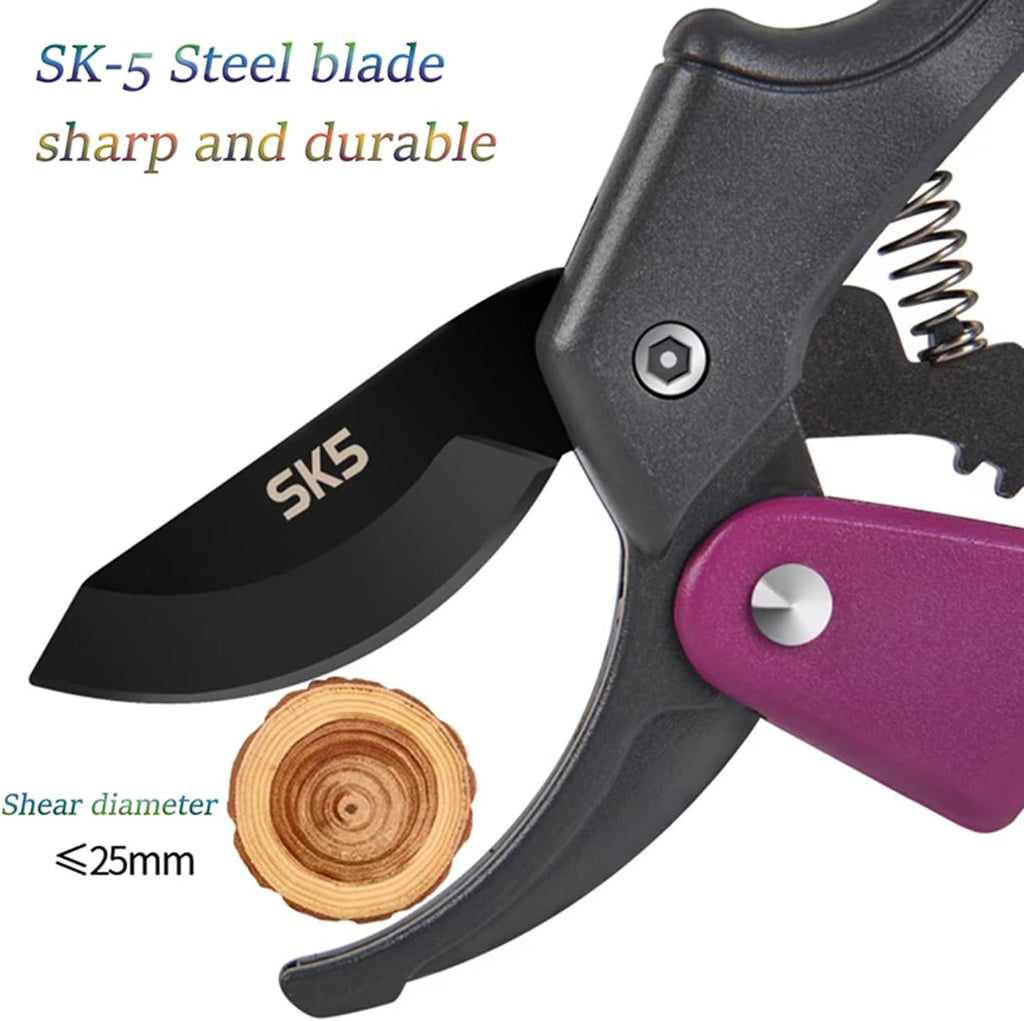 Garden clippers, premium Germany pruners, Work 3 times easier, professional pruning shears, cutting rose, flower, hedge, stem, tree, Sharp gardening scissors, Arthritis weak hand snips (Japanese-2, 1)