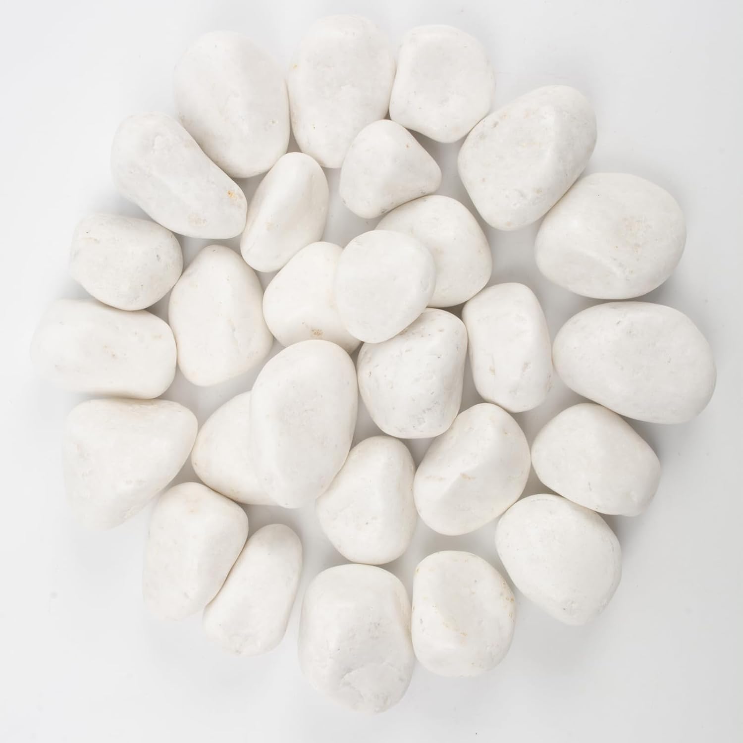 40 lbs White Polished Decorative Stones, 2-3 Inch Polished Rocks, Perfect for Outdoor Gardens, Pathways, Potted Plants, Vase Fillers, and Home Decor (Pure White, Weight: 40 LB)