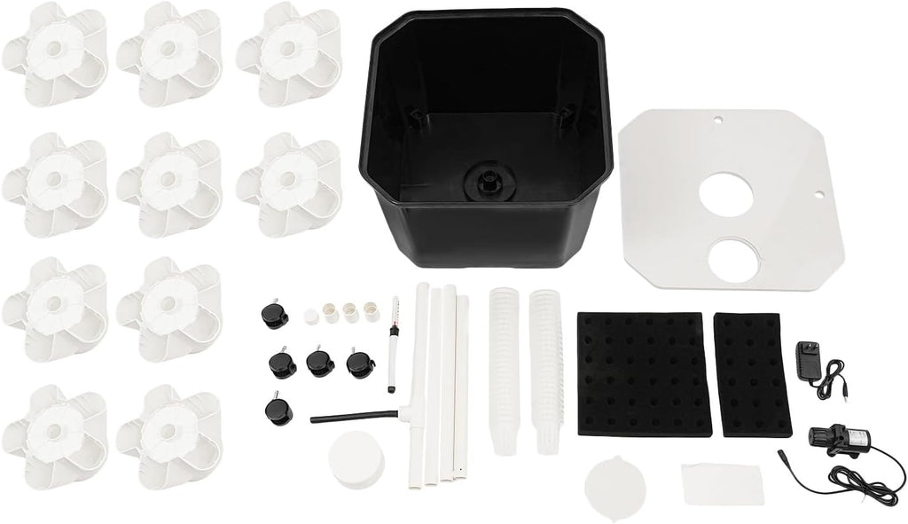 Eapmic Hydroponics Growing System Tower Garden, 10-Tier 50-Hole Vertical Planter with 45L Water Tank & Auto Watering, Indoor/Outdoor Hydroponic Garden Kit w/Wheels (White)