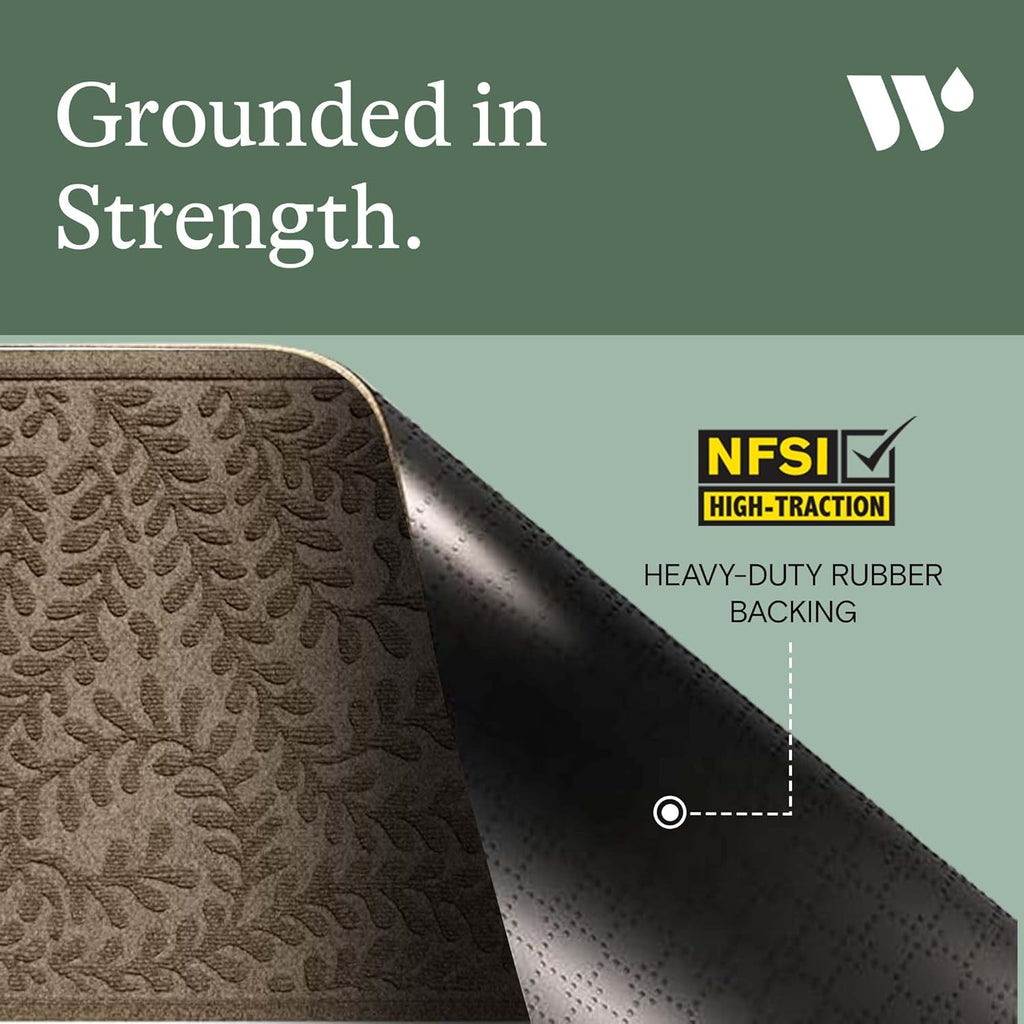 WaterHog Indoor/Outdoor Door Mat, 2' x 5', Made in USA, Durable & Skid-Resistant Front Door Rug, Decorative, Water-Trapping & Heavy-Duty Entryway Mat for Your Home, Boxwood Collection, Khaki/Camel